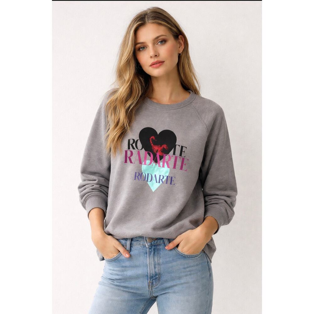 Rodarte RARE Logo Heart Scorpion‎ Worn-In Gray Crewneck Sweater Size Medium